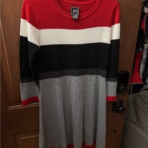 JH Collectibles Red and Gray Striped Dress